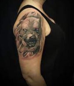 Angry dog tattoo