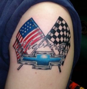 Chevrolet Flag With American Flag Tattoo 