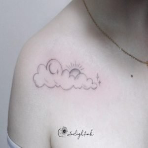 Small Cloud Tattoo On The Chest