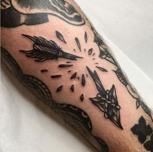 Broken Arrow Leg Tattoo