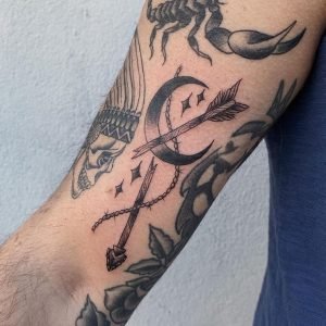 Broken Arrow Moon Tattoo 