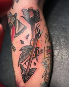 Broken Arrow Leg Muscle Tattoo