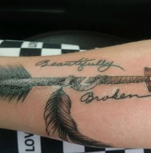 Broken Arrow Worded Tattoo