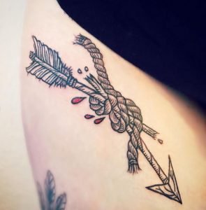 Broken Arrow Thigh Hidden Part Tattoo