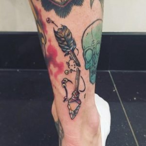 Leg Broken Arrow Skull Tattoo