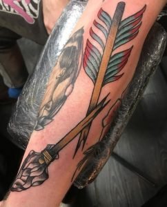 Broken Arrow Feather tattoo Design 