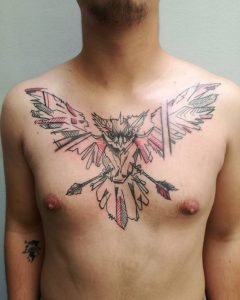 Broken Arrow Flying Eagle Chest Tattoo 