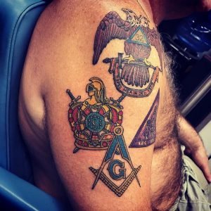 Freemason Flying Eagle Tattoo Design 