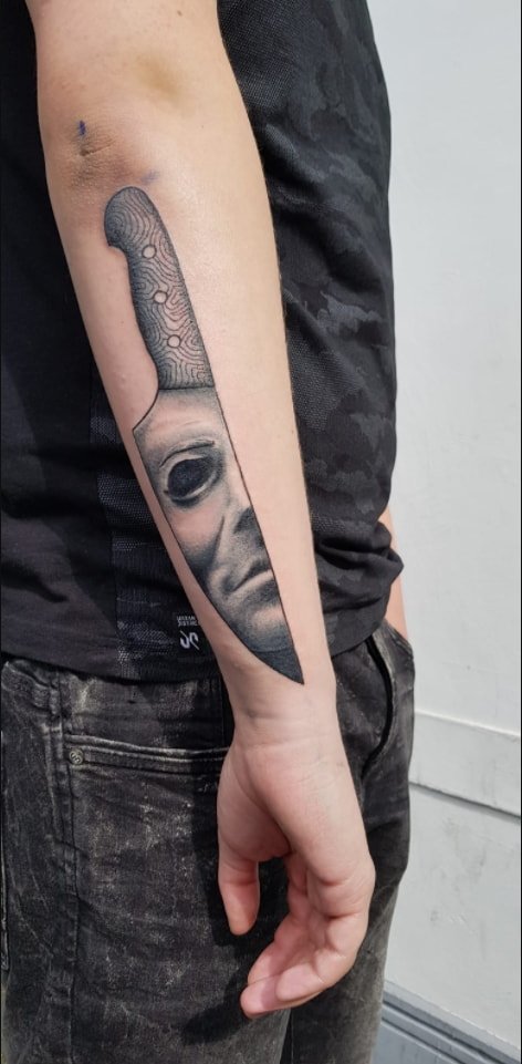 Michael Myers Half Face Tattoo