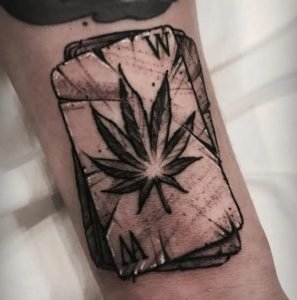 Playing Card Pot Leaf Tattoo