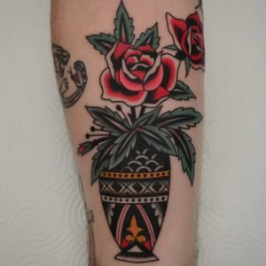 Flower Tub Pot Leaf Tattoo