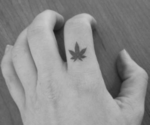 Pot Leaf Small Finger Tattoo