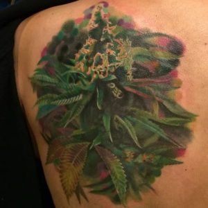 Pot Leaf Back Tattoo