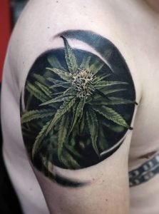 Pot Leaf Shoulder Tattoo