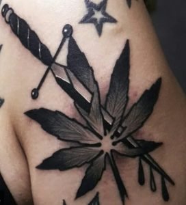 Pot Leaf Knife tattoo