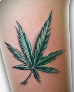 Pot Leaf Leg tattoo