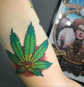  Pot Leaf Growing Tattoo