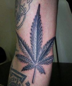 Long Pot Leaf Growing Tattoo