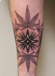 Pot Leaf Round Tattoo