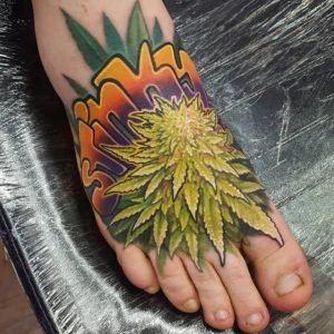 Pot leaf Design On Foot 