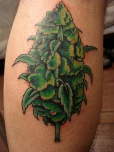 Pot Leaf Pineapple Tattoo