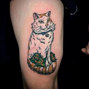 Pot Leaf Cat Tattoo 