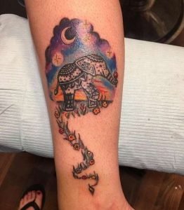 Elephant Sunset Tattoo