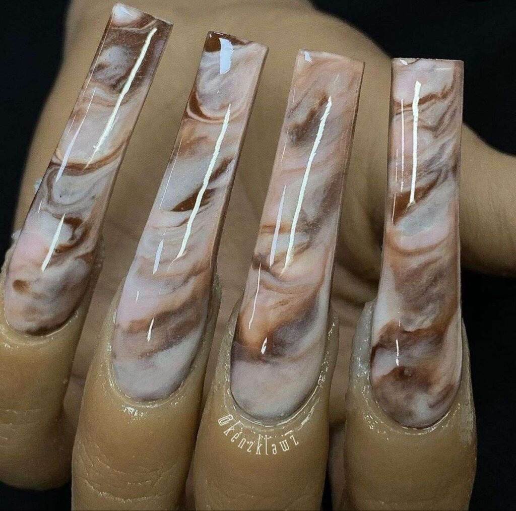 Coffee Marble Nails