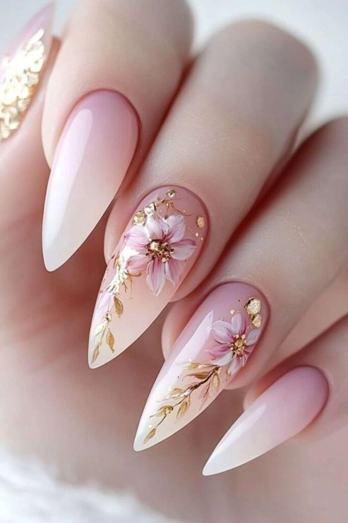 Floral Pink Nail Art