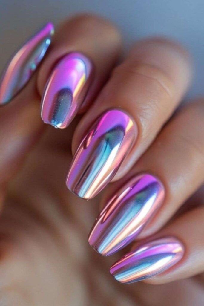 Metallic Chrome Nails