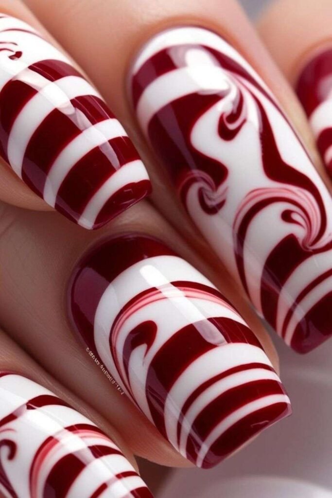 Peppermint Swirl Nails