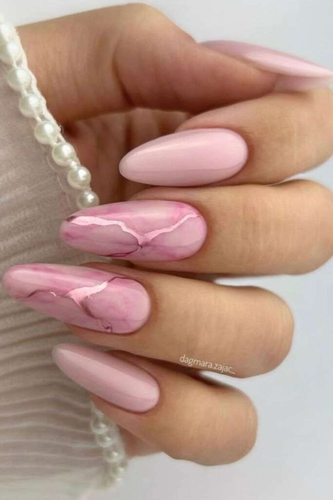 Pink Marble Nails