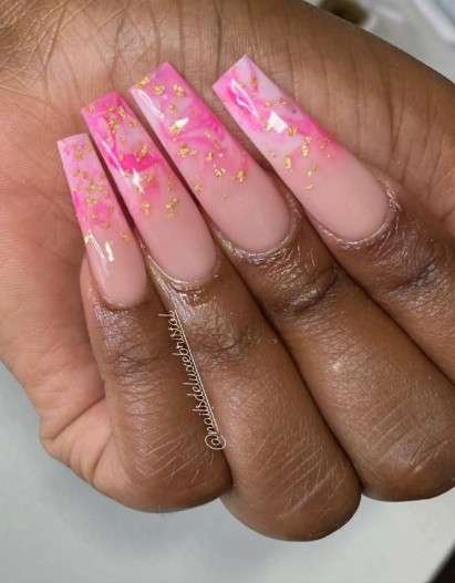 Pink Marble Nails