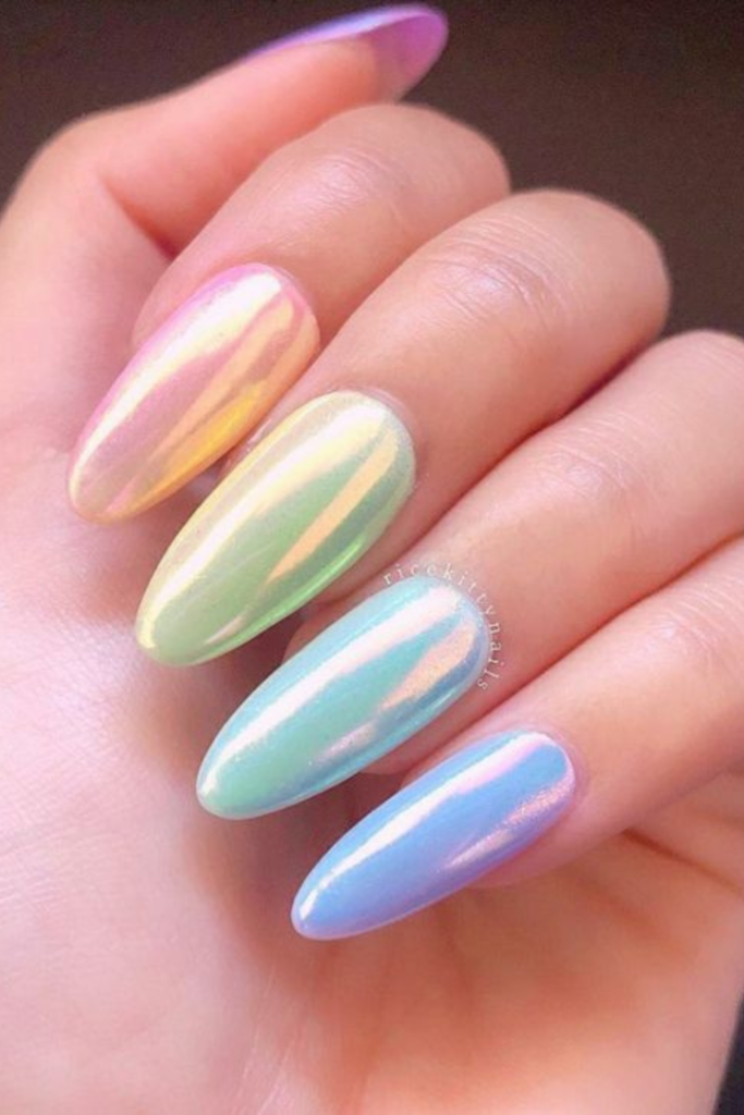 Rainbow Skittles Multicolor Nail Designs